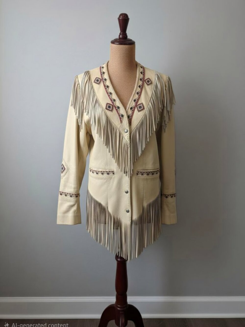 Vintage Diamond Leathers Beaded Fringe Jacket